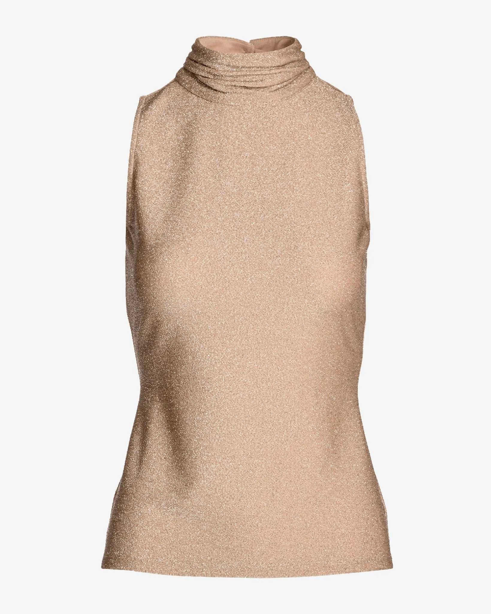 Shimmer Sleeveless Turtleneck Champagne
