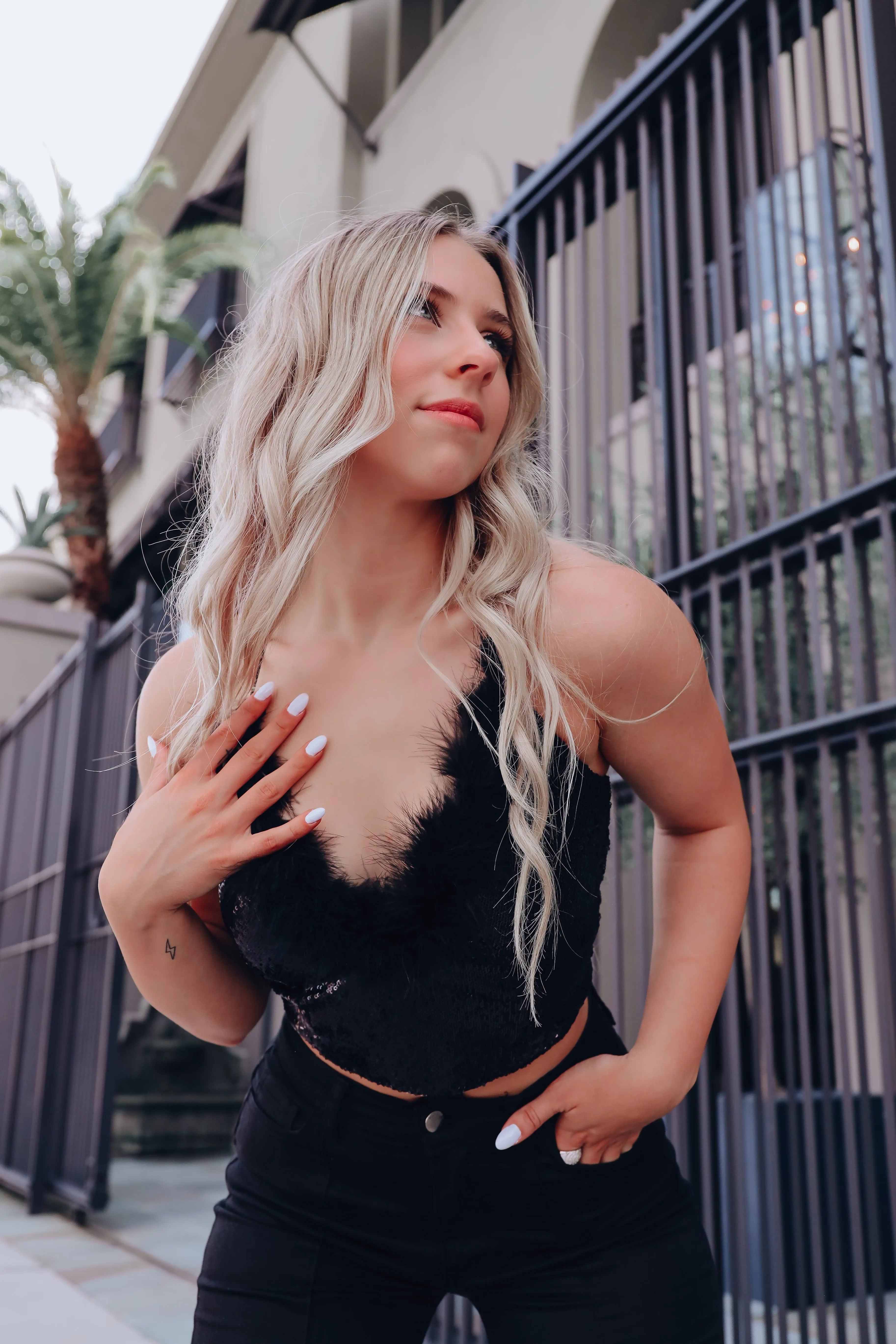 Show Me Your Ways Sequin Crop Top - Black