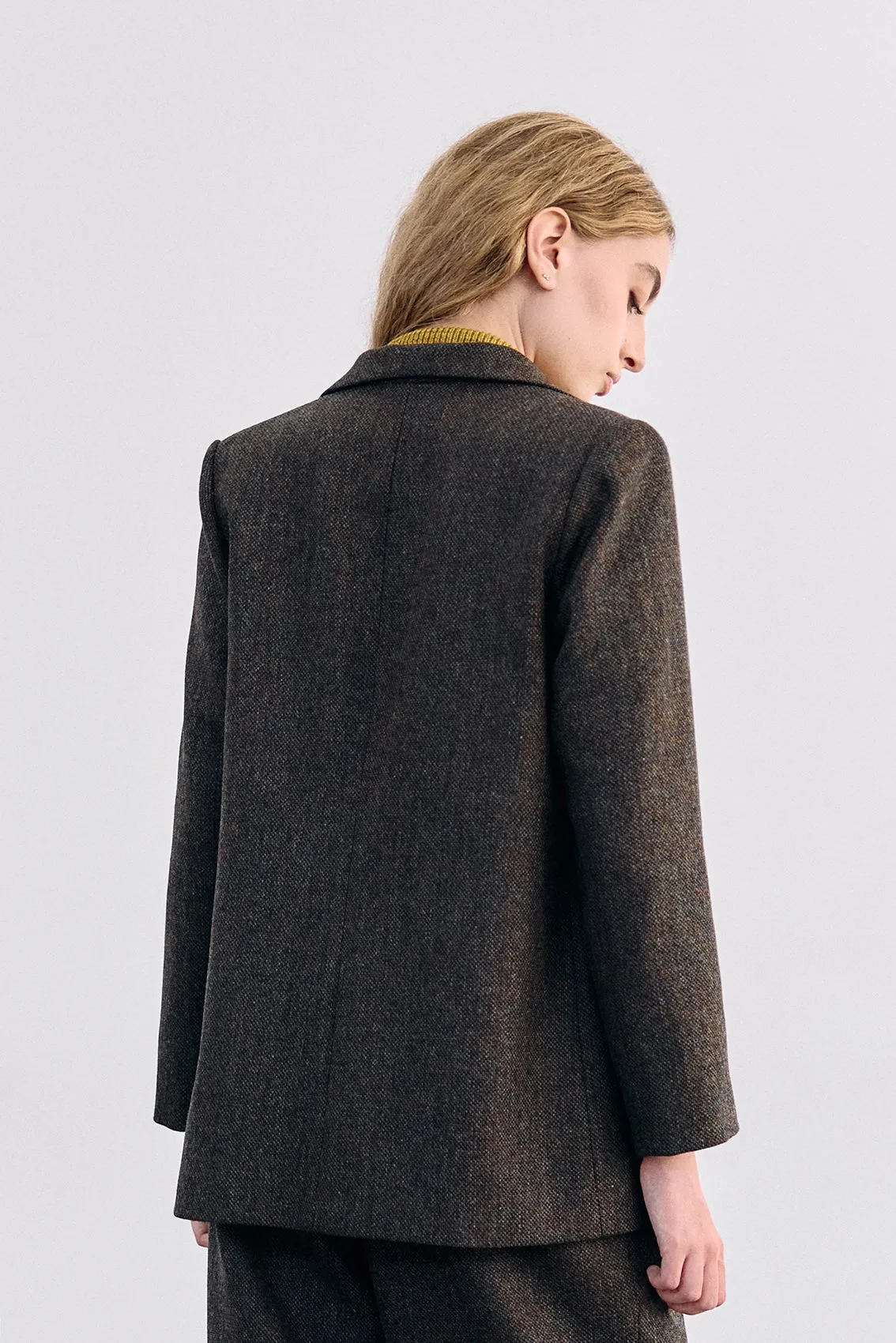 Single-Breasted Wool Blazer - Pimienta