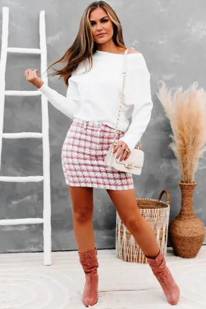 Social Obligations Houndstooth Mini Skirt (Pink)
