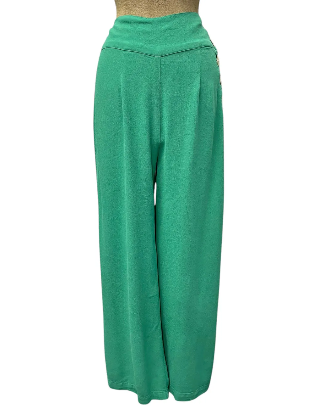 Spearmint Green Retro 1940s Style High Waisted Palazzo Pants