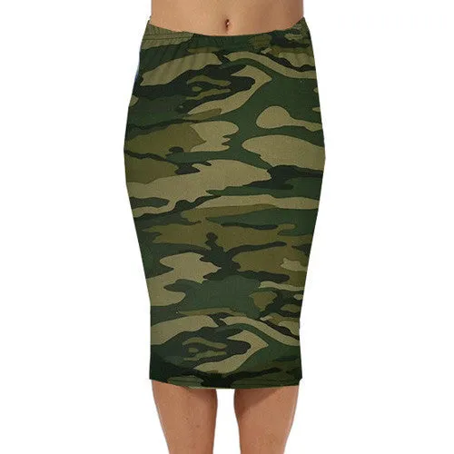 Spring Summer Vintage Fashion Printed Pencil Skirt Midi Women Knee-Length Elastic High Waist Ladies Pattern Skirts D40