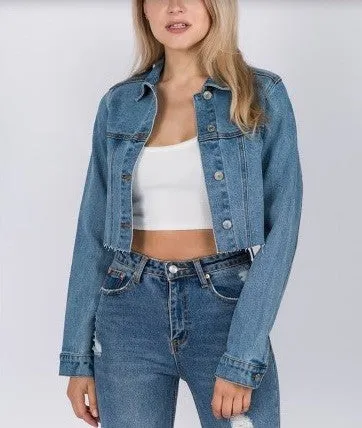 Stretch Denim Crop Jean Jacket