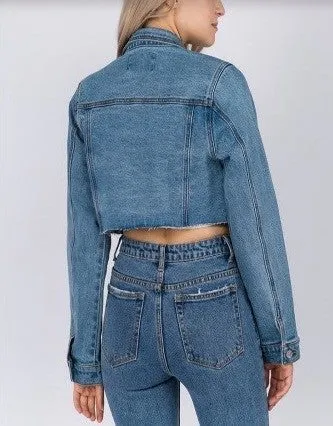 Stretch Denim Crop Jean Jacket