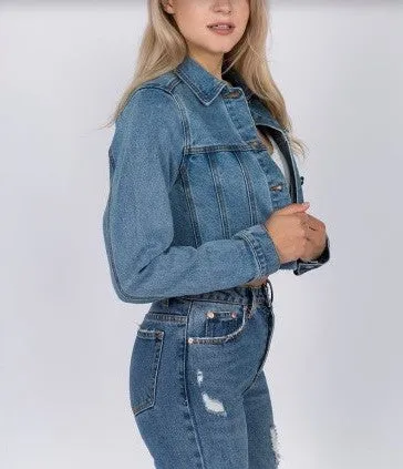 Stretch Denim Crop Jean Jacket