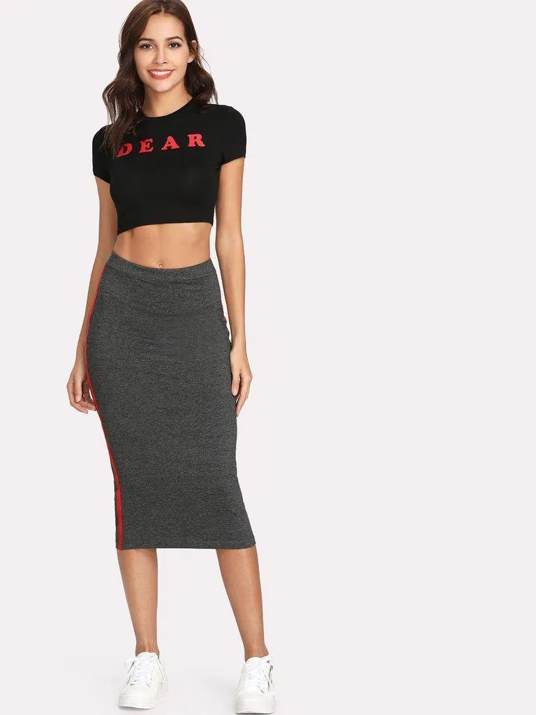 Striped Tape Side Skirt