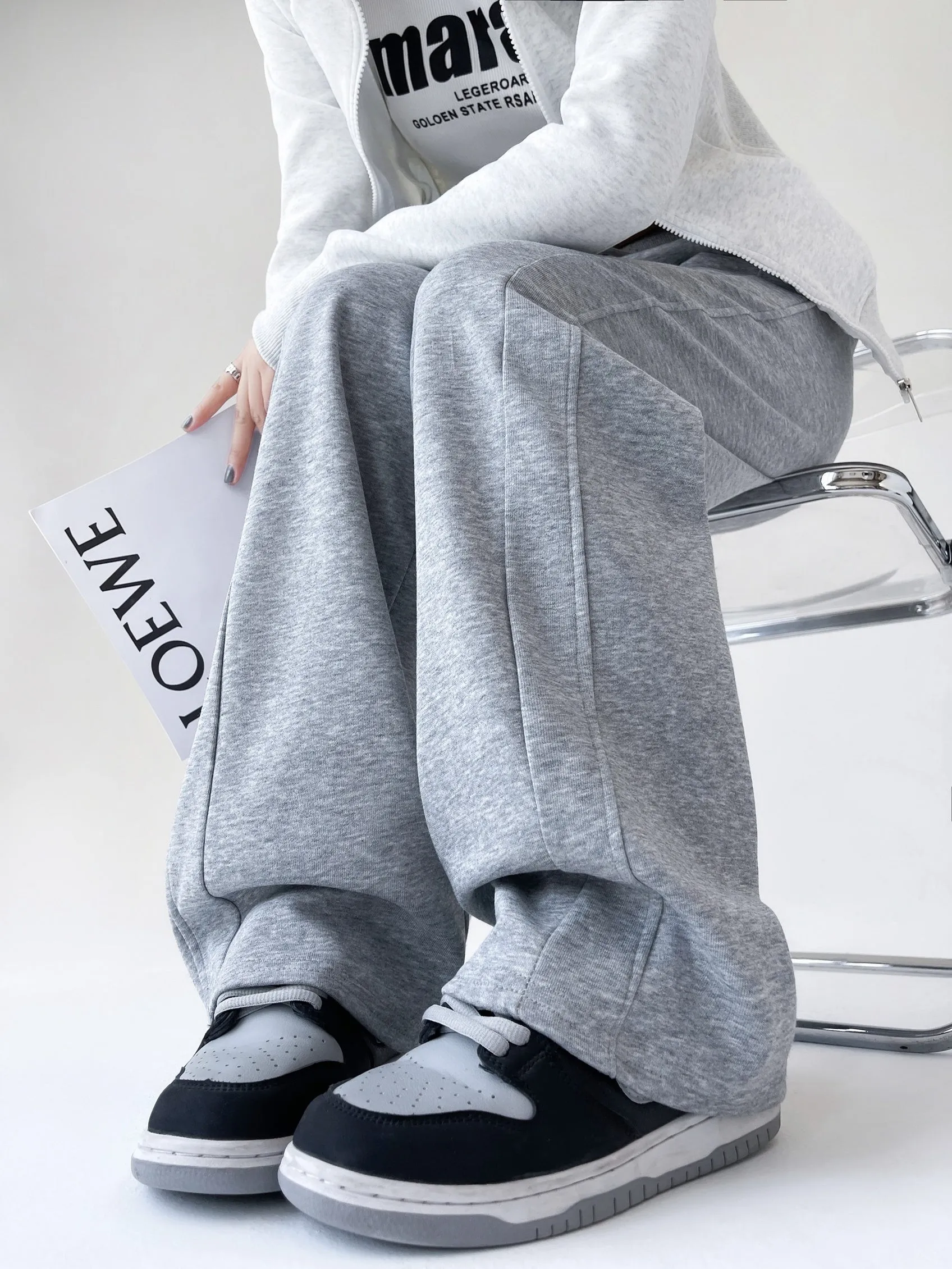 Stylish High-Waisted Elastic Waisted Sweatpants with Drawstring Waist