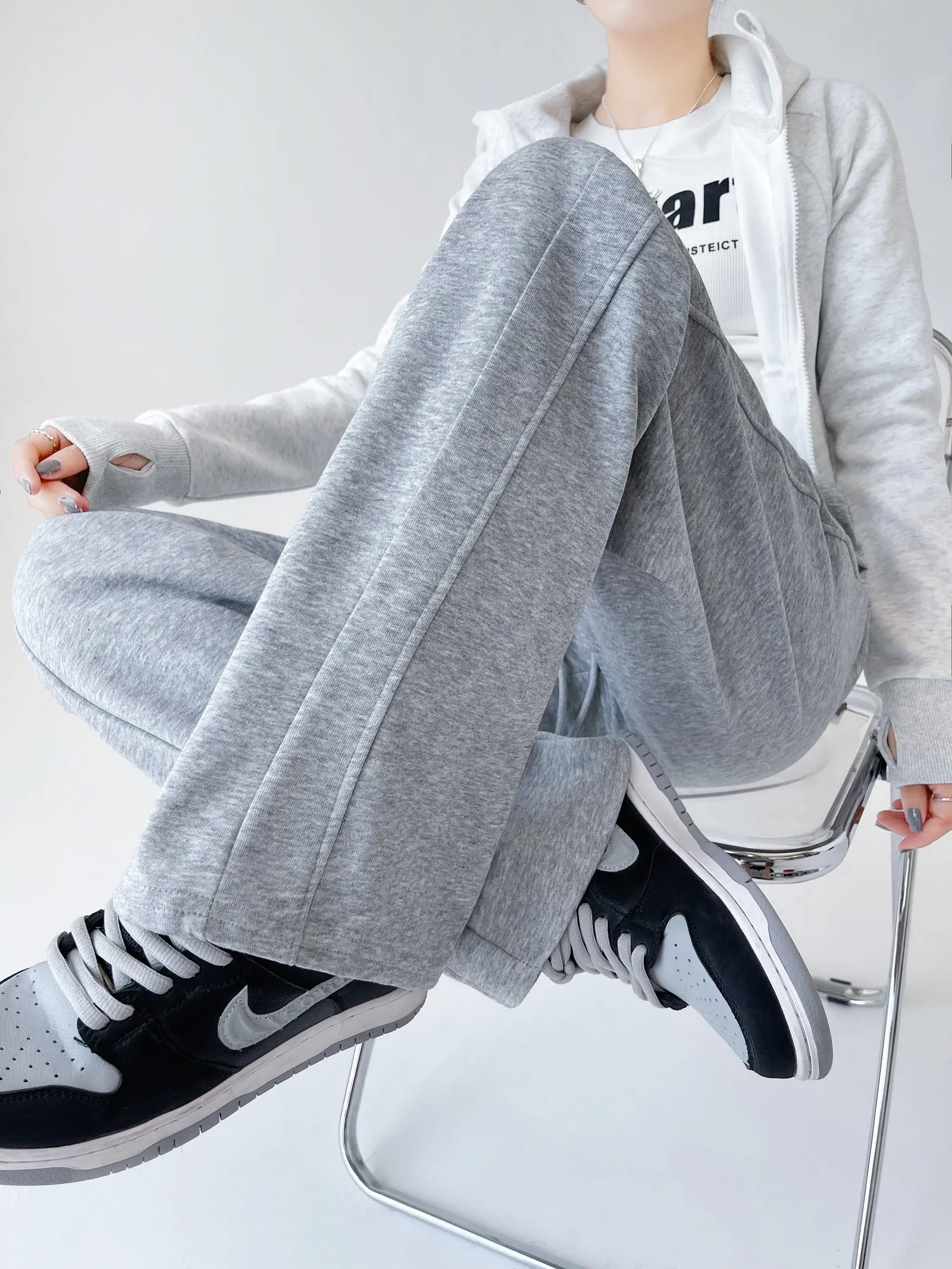Stylish High-Waisted Elastic Waisted Sweatpants with Drawstring Waist