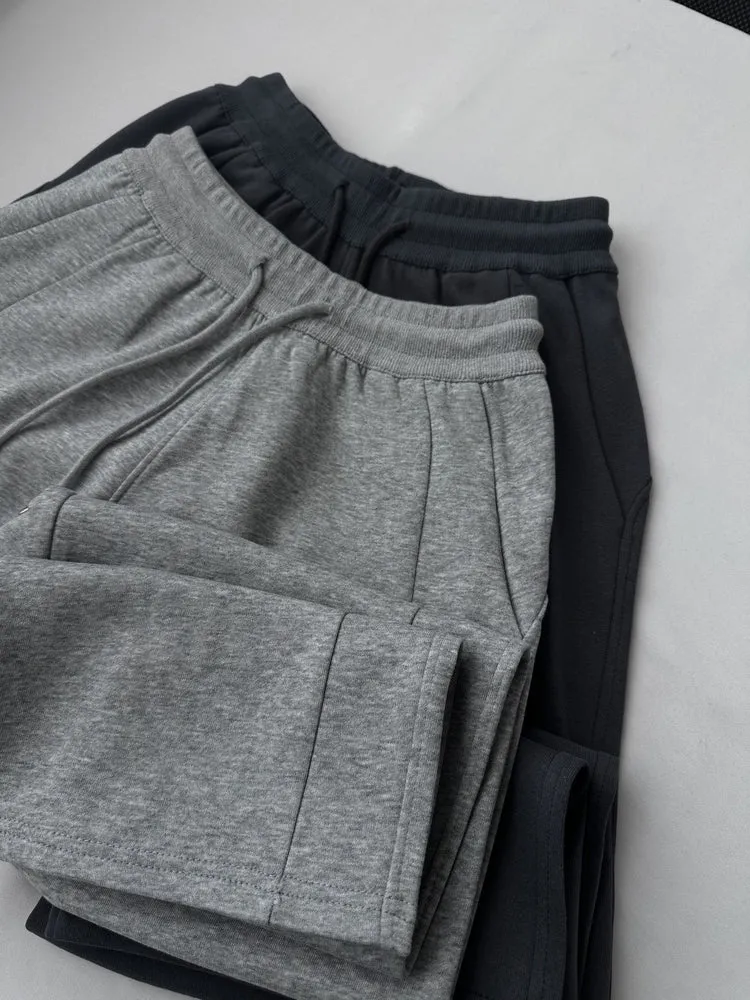 Stylish High-Waisted Elastic Waisted Sweatpants with Drawstring Waist
