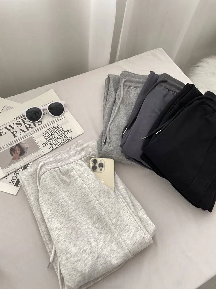 Stylish High-Waisted Elastic Waisted Sweatpants with Drawstring Waist