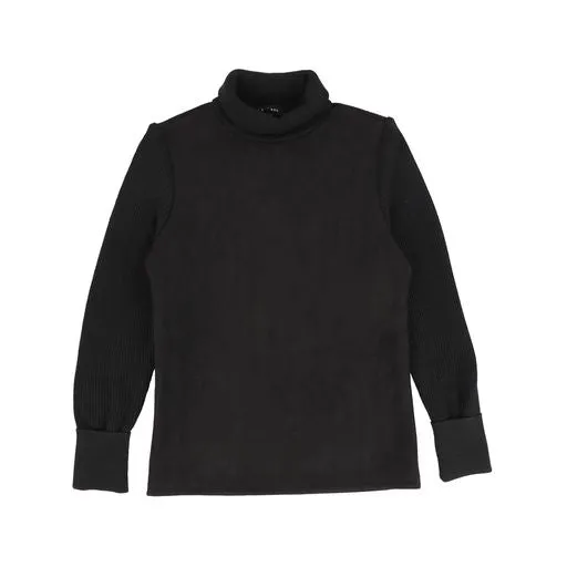 Suede black knit turtleneck top by Bamboo