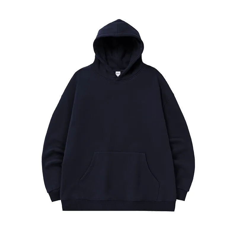 Sweat à capuche en polaire classique et minimaliste de qualité supérieure, vêtements thermiques unisexes en velours chaud pour toutes les saisons