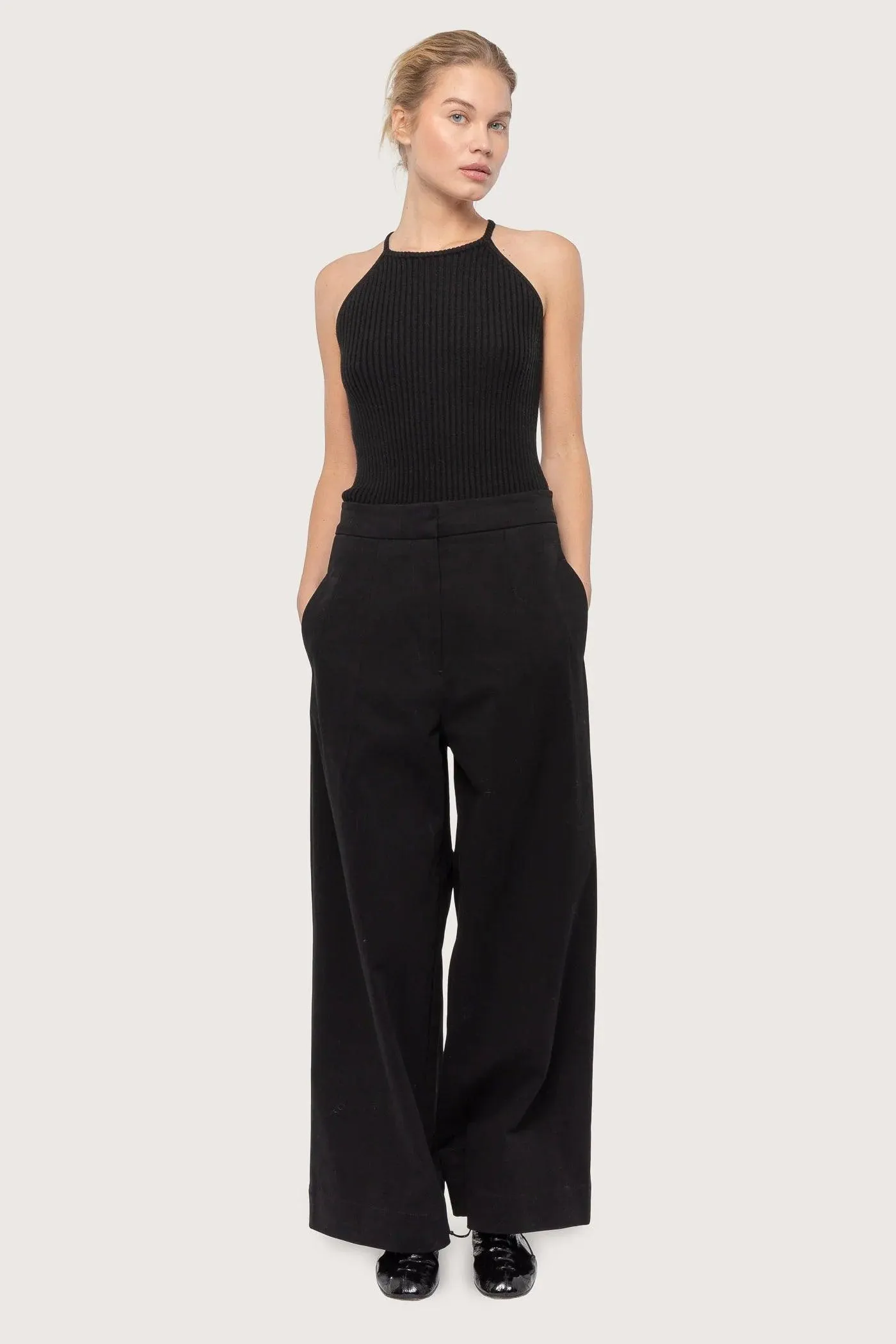 Tailored High Waist Pants Black
