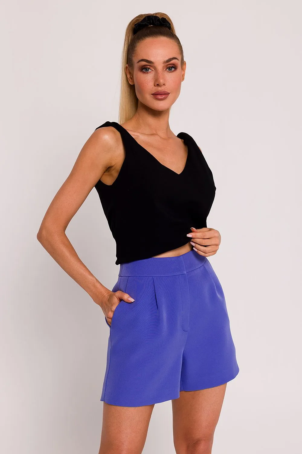 Tailored Padded Shorts with Widened Legs