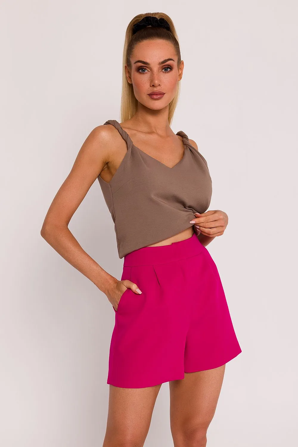 Tailored Padded Shorts with Widened Legs