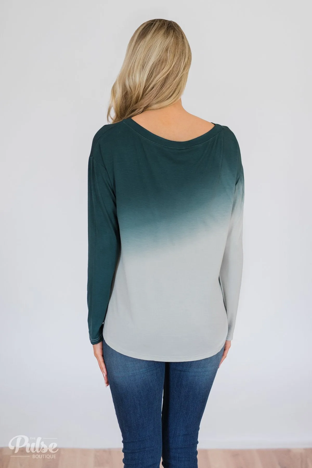 Taking it Easy Ombre Long Sleeve Top- Blue