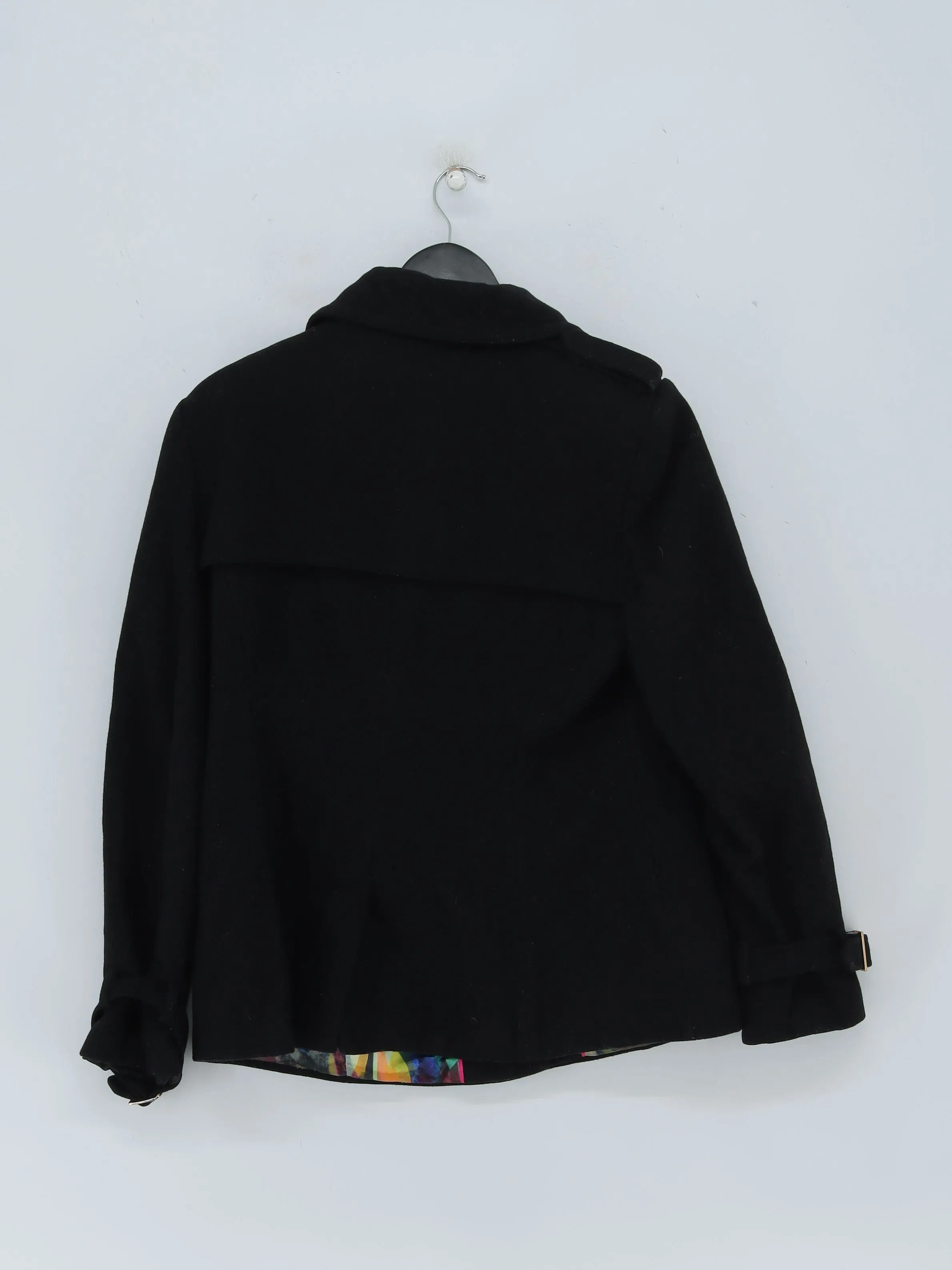 Ted Baker Women's Coat UK 14 Black Wool with Polyamide, Polyester