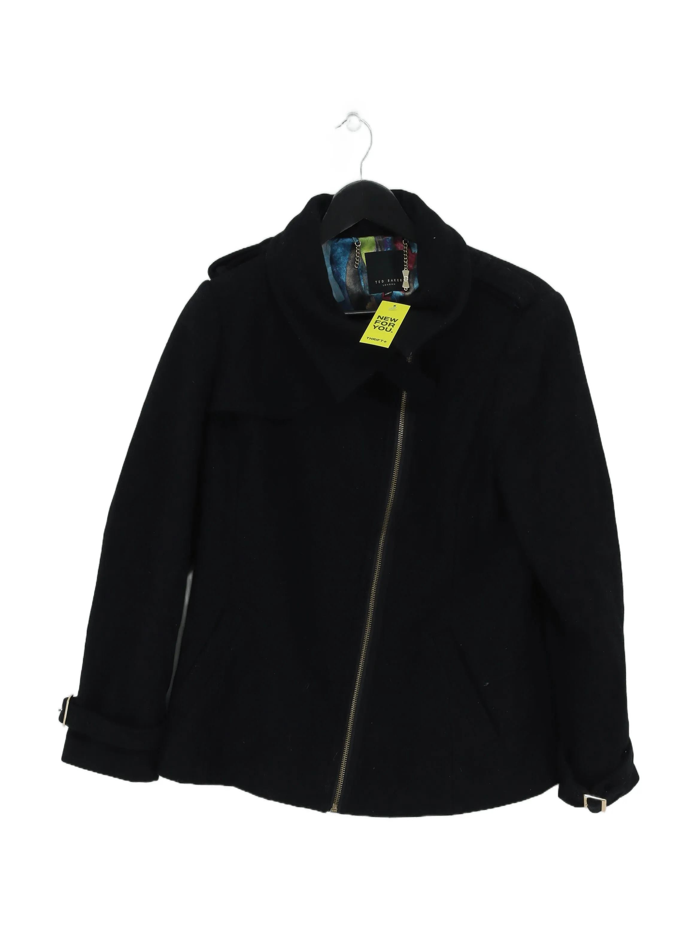 Ted Baker Women's Coat UK 14 Black Wool with Polyamide, Polyester