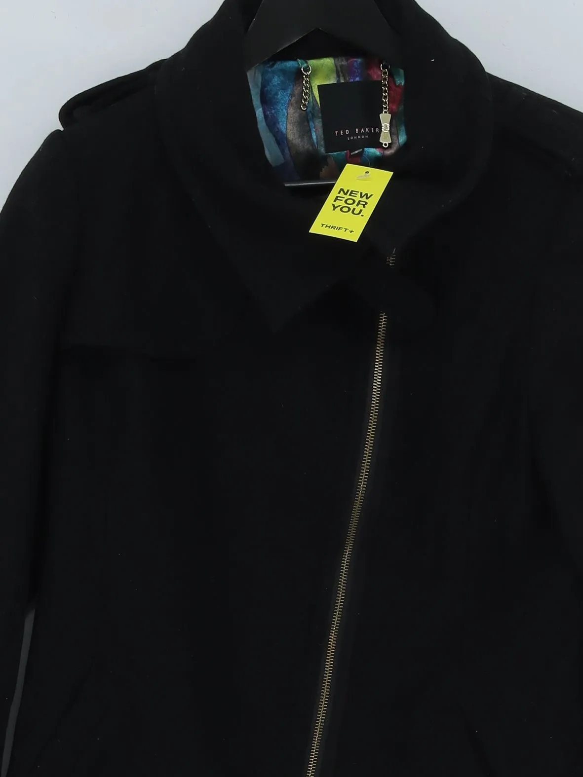 Ted Baker Women's Coat UK 14 Black Wool with Polyamide, Polyester