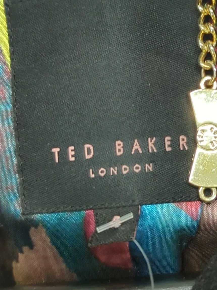 Ted Baker Women's Coat UK 14 Black Wool with Polyamide, Polyester