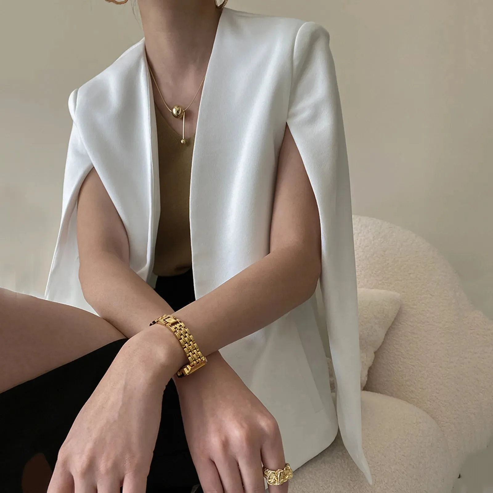 Temperament Women Suit Coat Small Cape Women'S Early Autumn Fashion Lightweight Jacket Minimalist Elegant Business Clothes