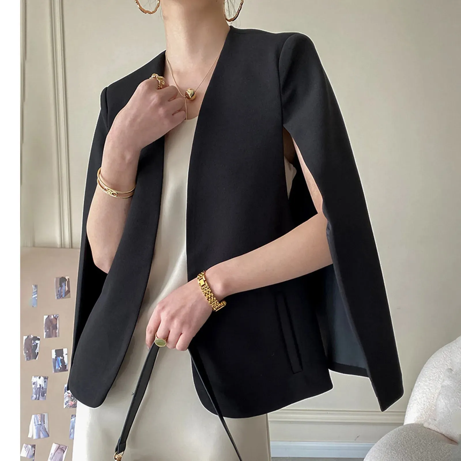 Temperament Women Suit Coat Small Cape Women'S Early Autumn Fashion Lightweight Jacket Minimalist Elegant Business Clothes
