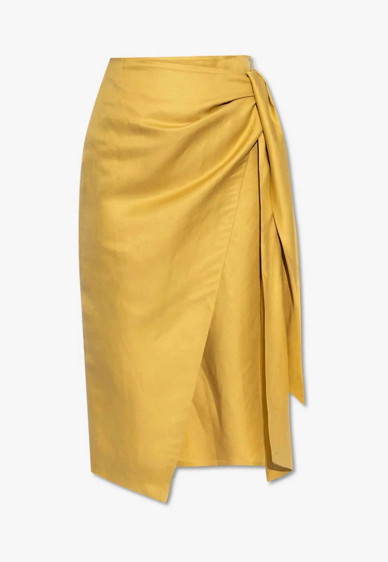 Tequila Linen and Silk Twill Midi Skirt