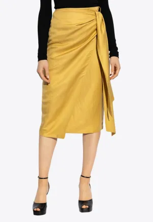 Tequila Linen and Silk Twill Midi Skirt