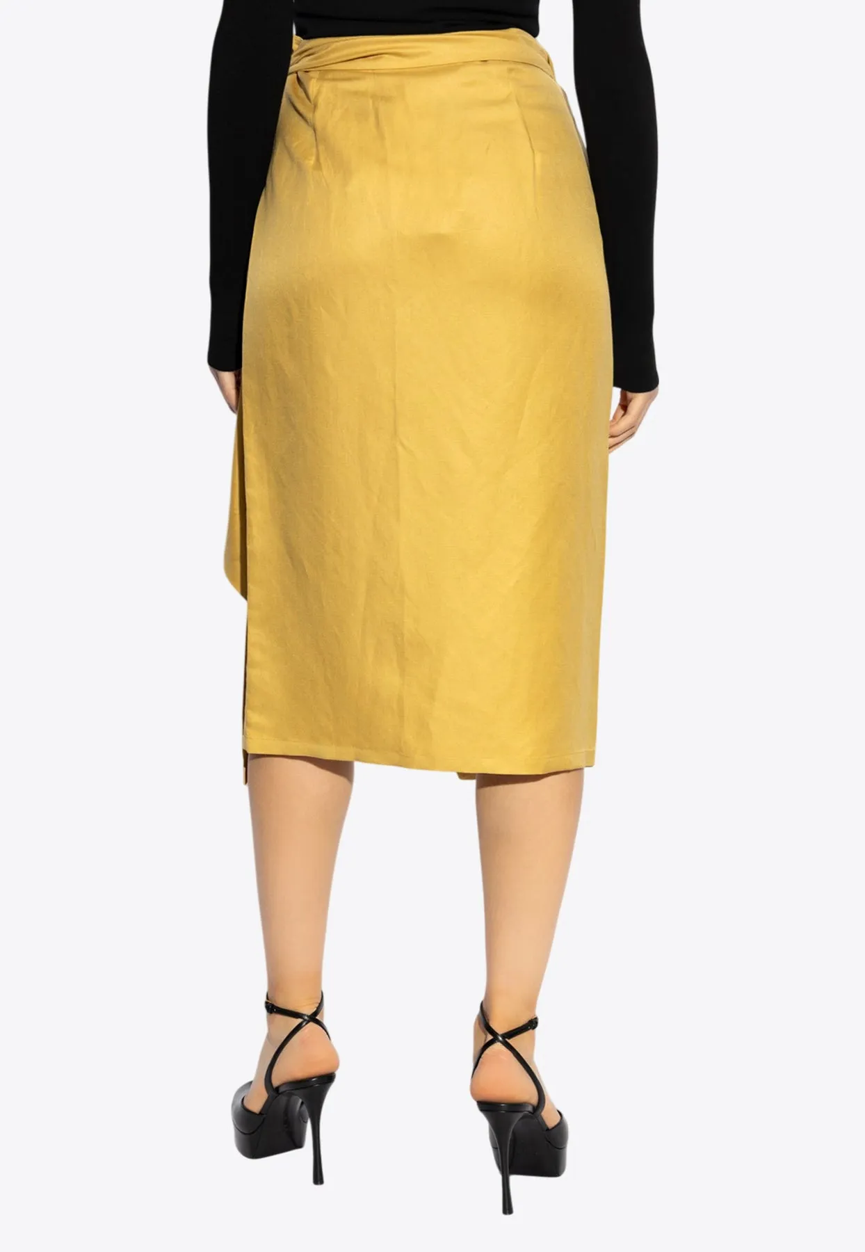 Tequila Linen and Silk Twill Midi Skirt