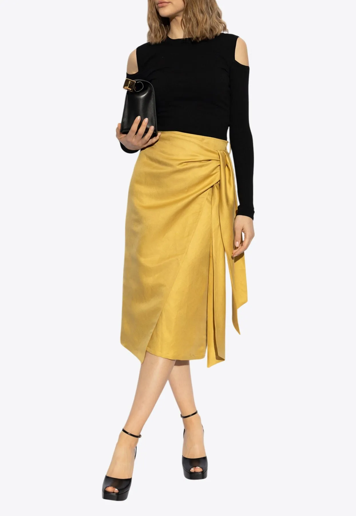 Tequila Linen and Silk Twill Midi Skirt
