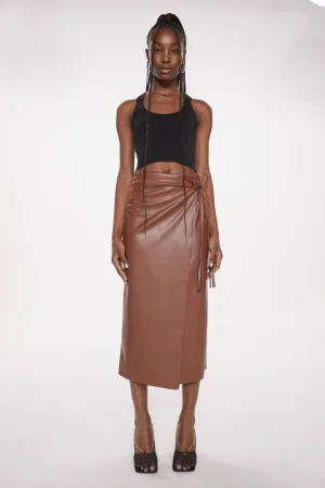 The It's-A-Wrap Midi Skirt in Friar Brown