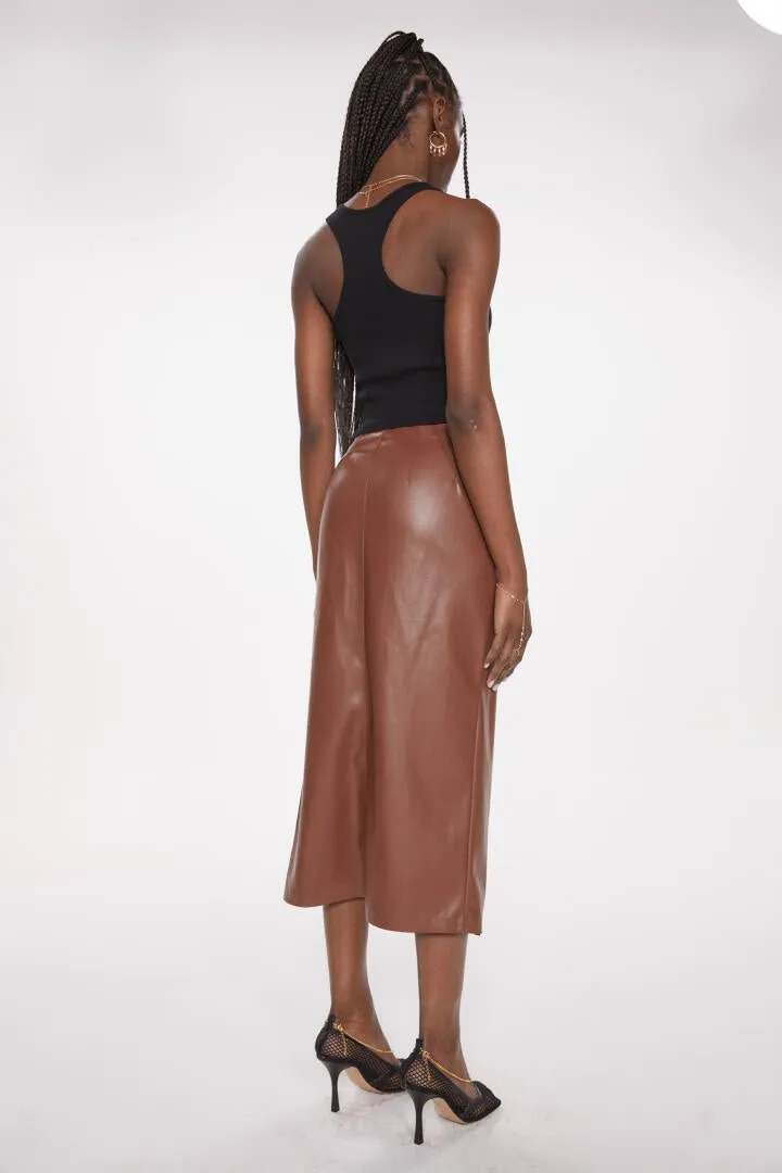The It's-A-Wrap Midi Skirt in Friar Brown