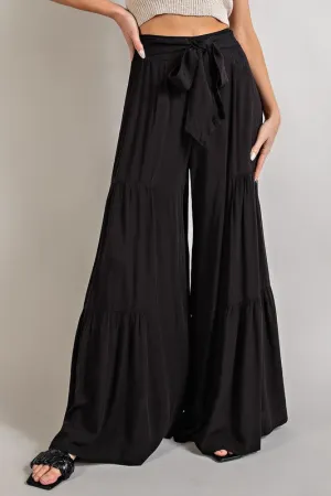 TIED AND TIERED WIDE PANTS