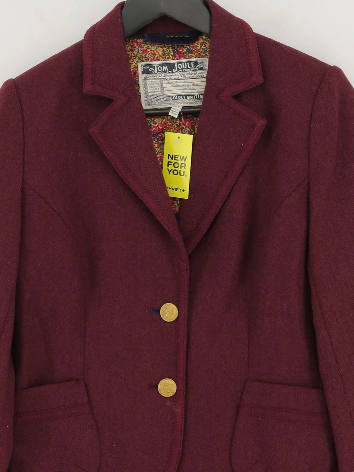 Tom Joule Women's Blazer UK 12 Purple Wool with Polyester