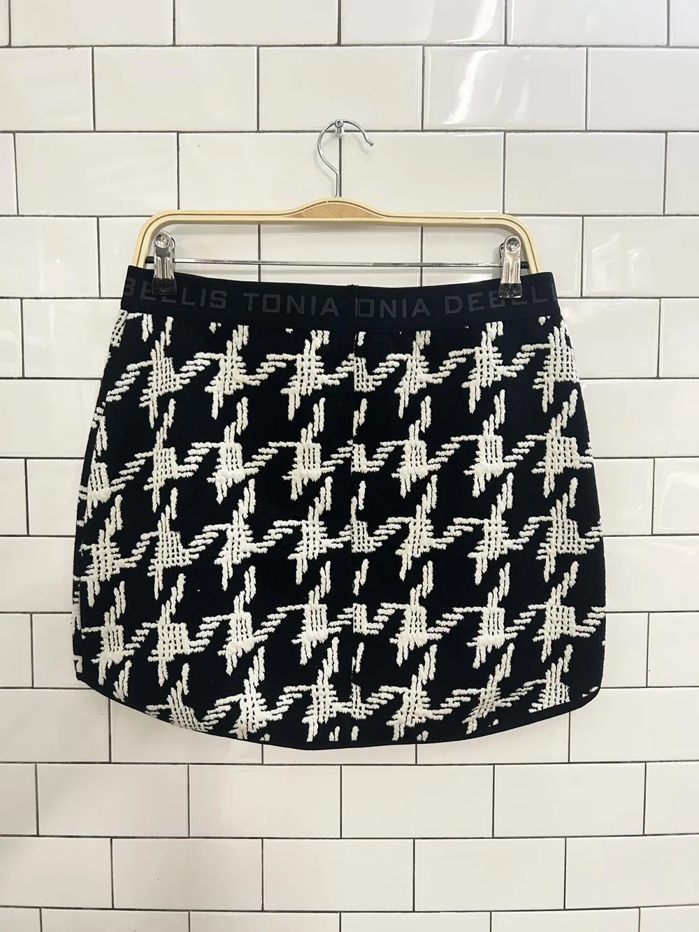 tonia debellis large houndstooth mini ski skirt