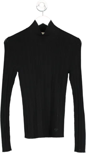 Tory Burch Black Pointelle Turtleneck UK M