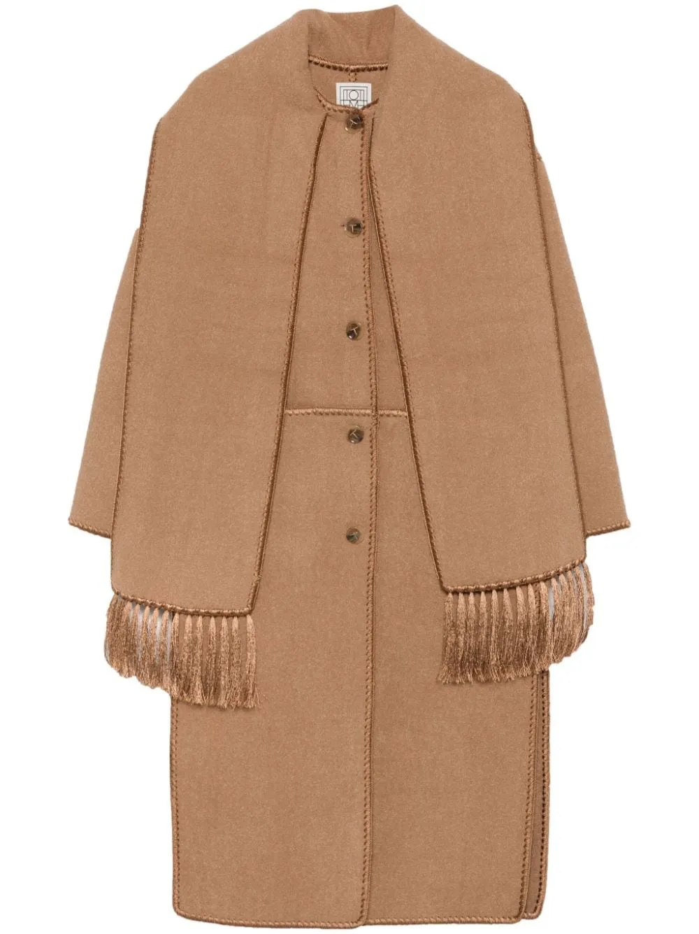 Toteme Embroidered Scarf Coat Camel