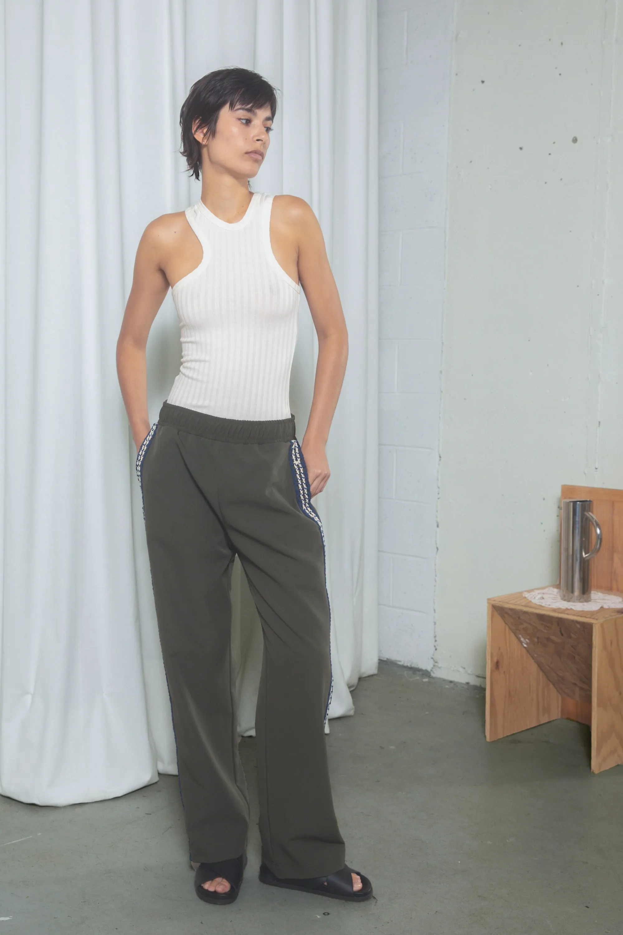 Track Pants - Loden with corded stripes