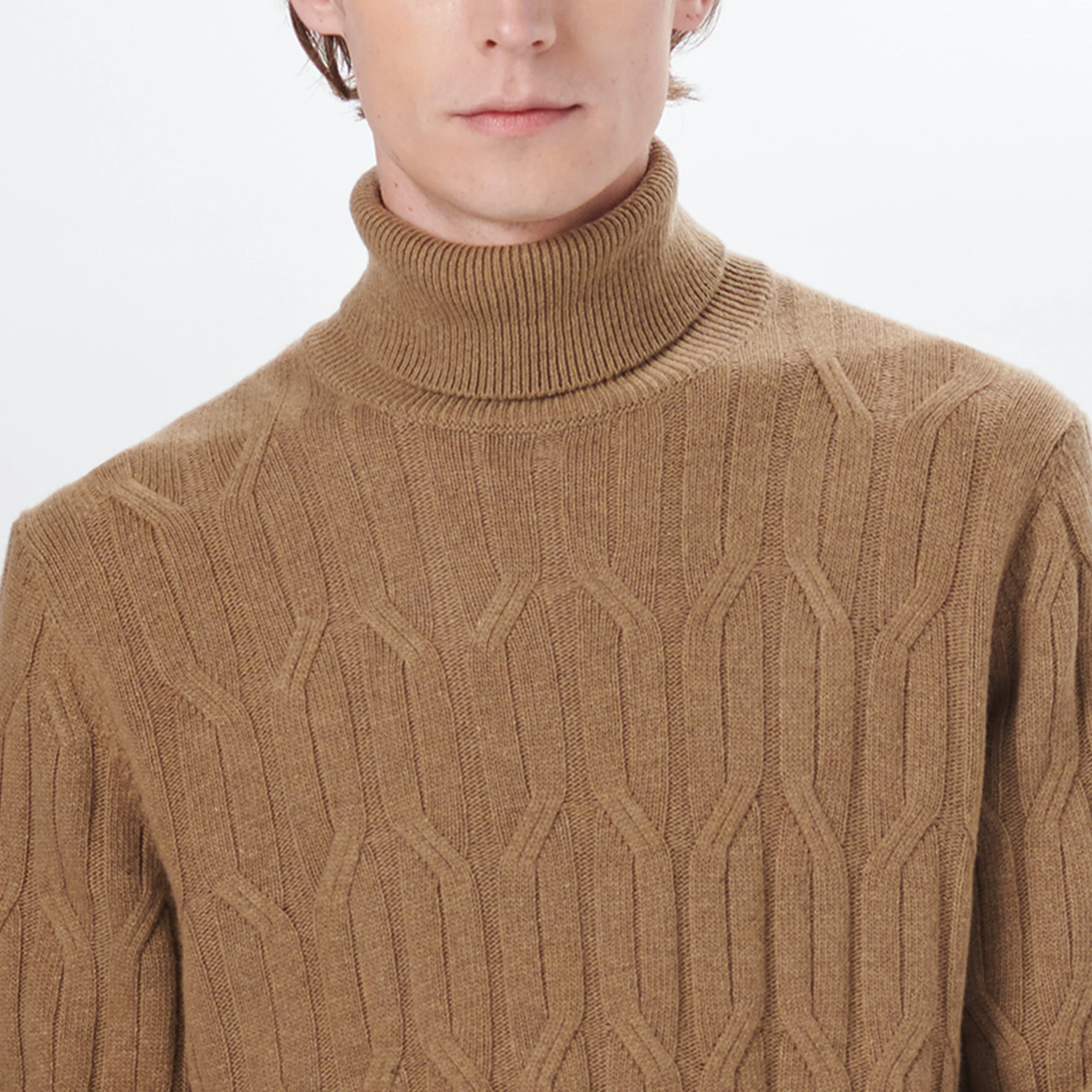 Turtle Neck Cable Jacquard Sweater