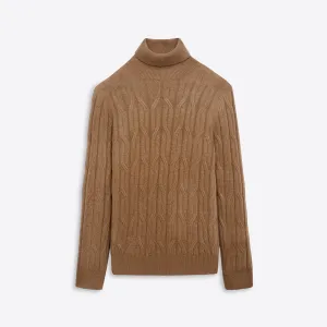 Turtle Neck Cable Jacquard Sweater