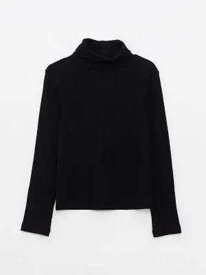 Turtleneck Basic Long Sleeve Girls T-Shirt