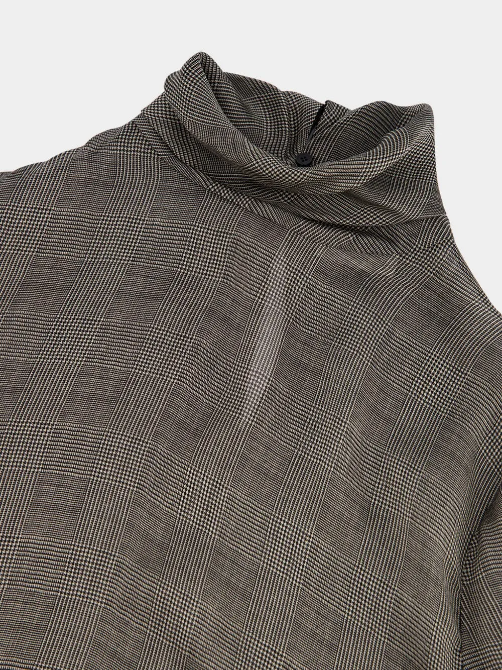 Turtleneck Blouse In Prince Of Wales Silk Charmeuse