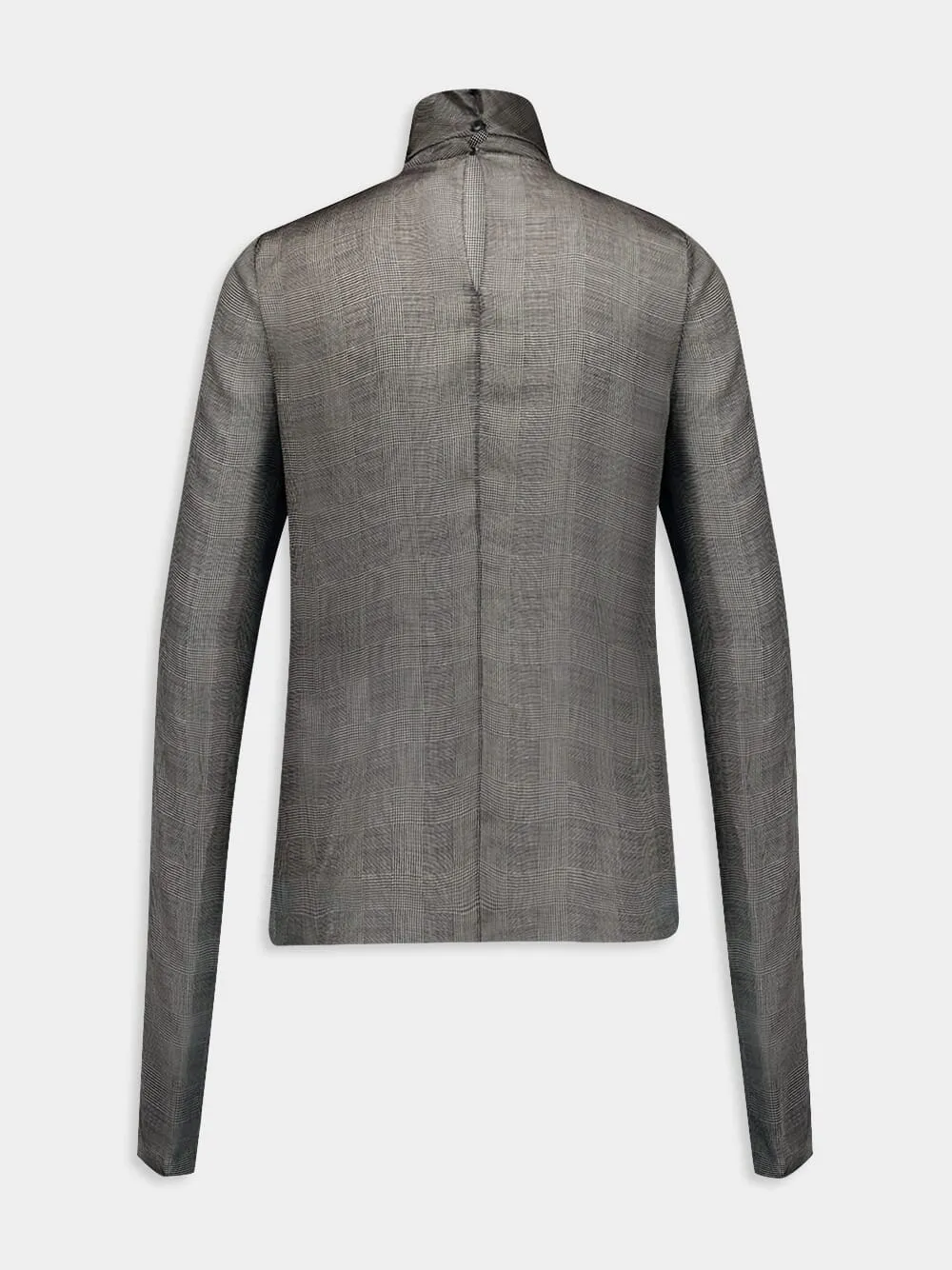 Turtleneck Blouse In Prince Of Wales Silk Charmeuse