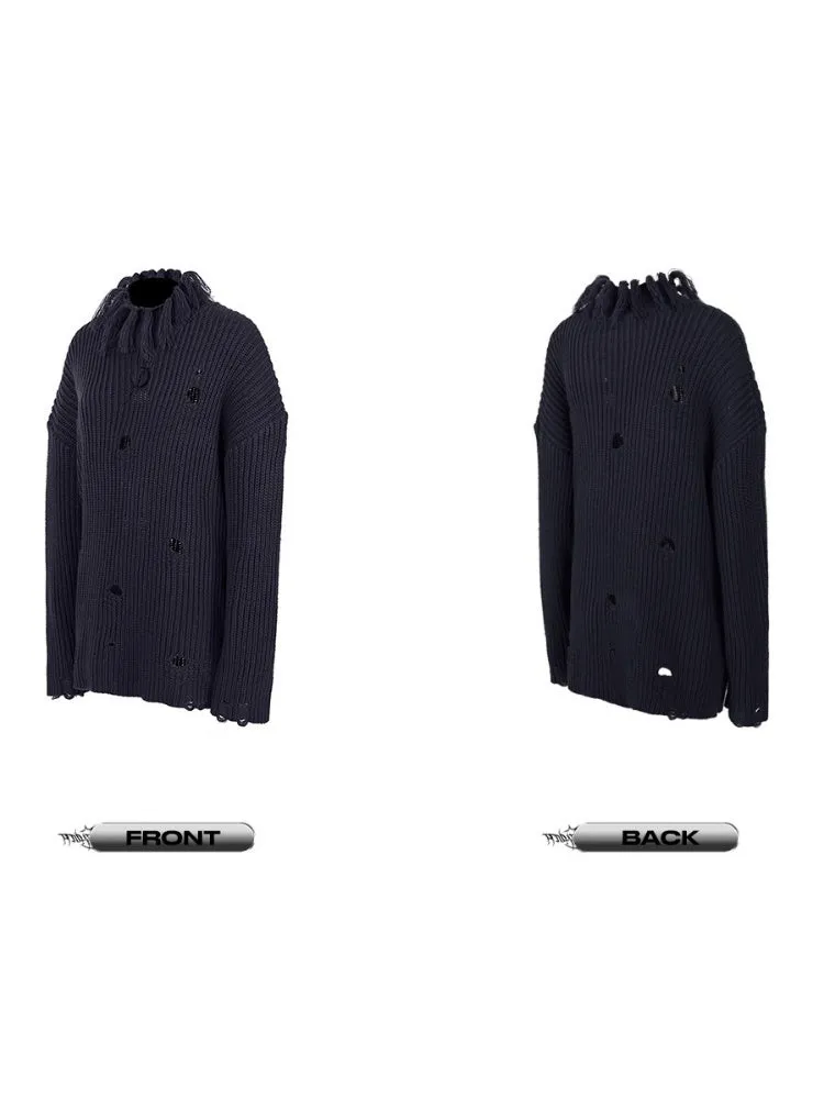 Turtleneck Ripped Loose Sweater【s0000004355】