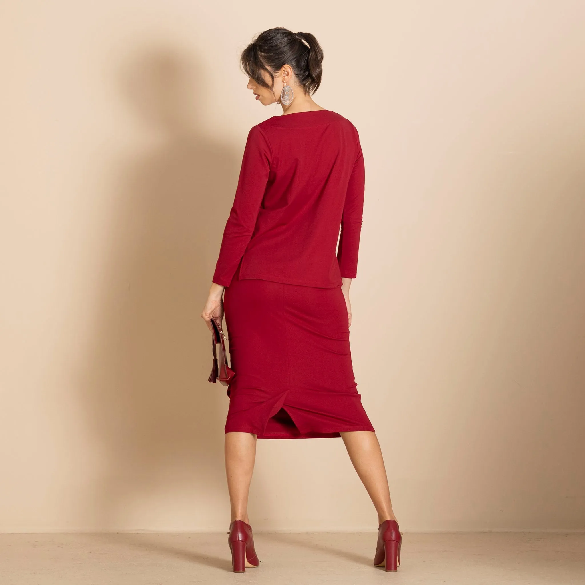 velocity ruched pencil skirt