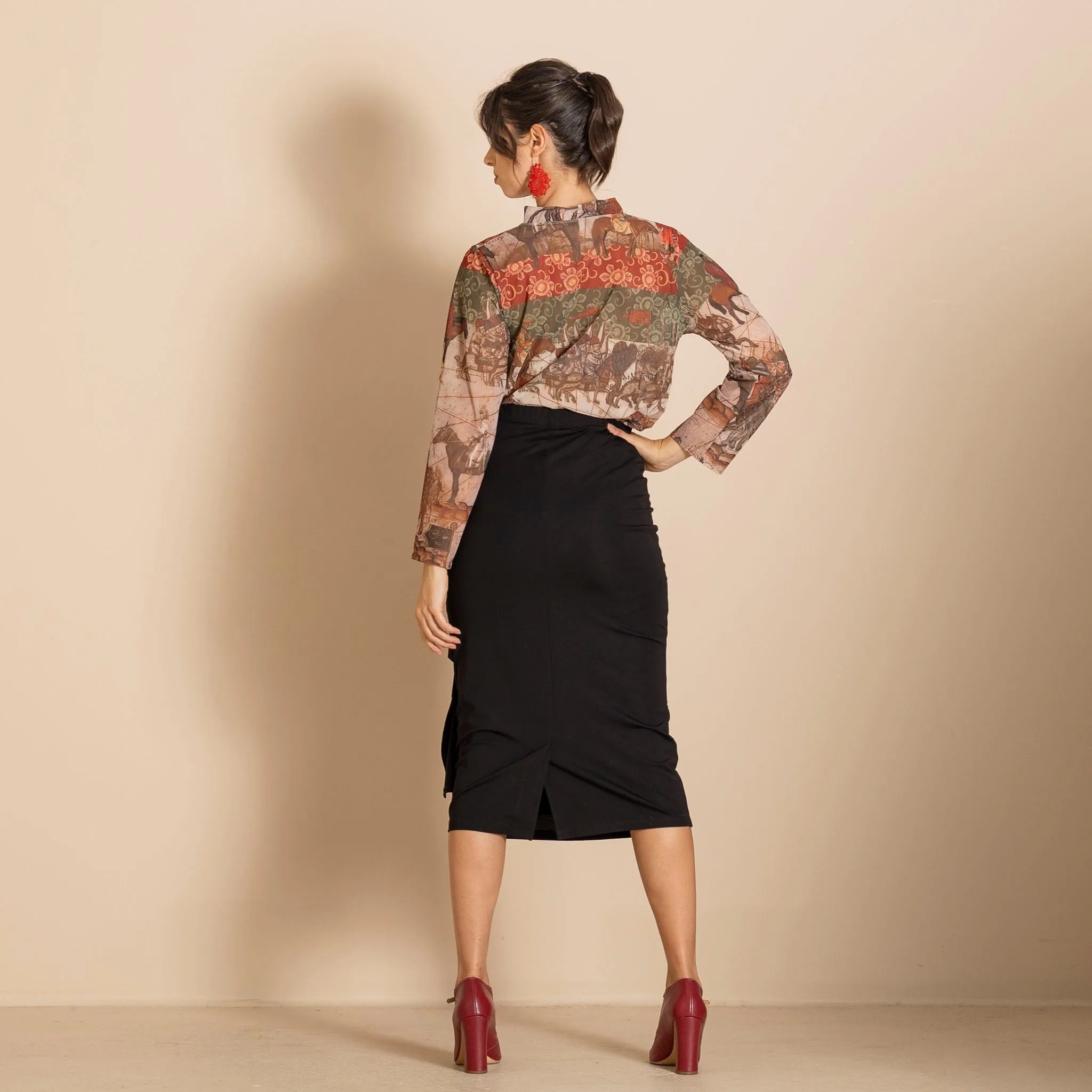 velocity ruched pencil skirt
