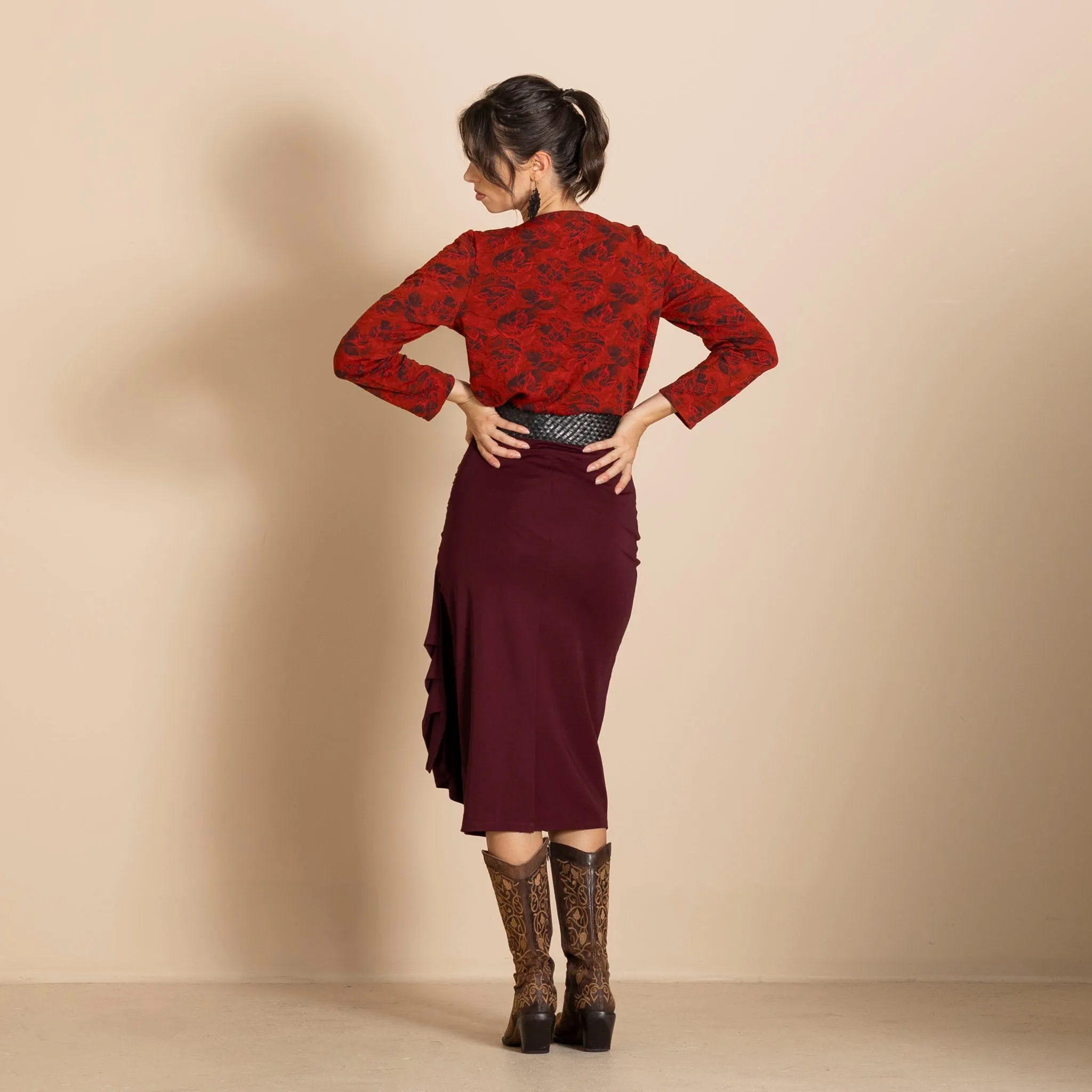 velocity ruched pencil skirt