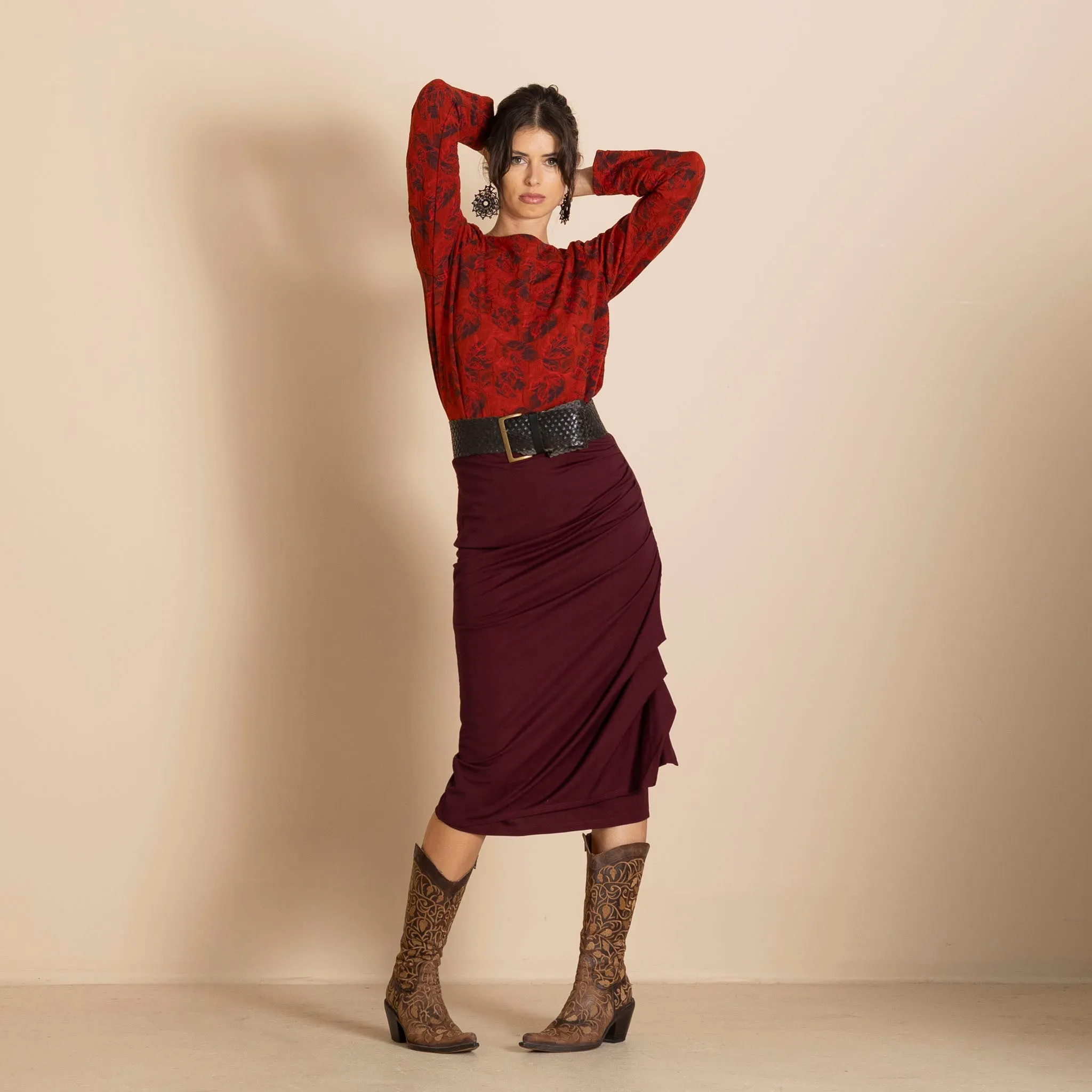 velocity ruched pencil skirt