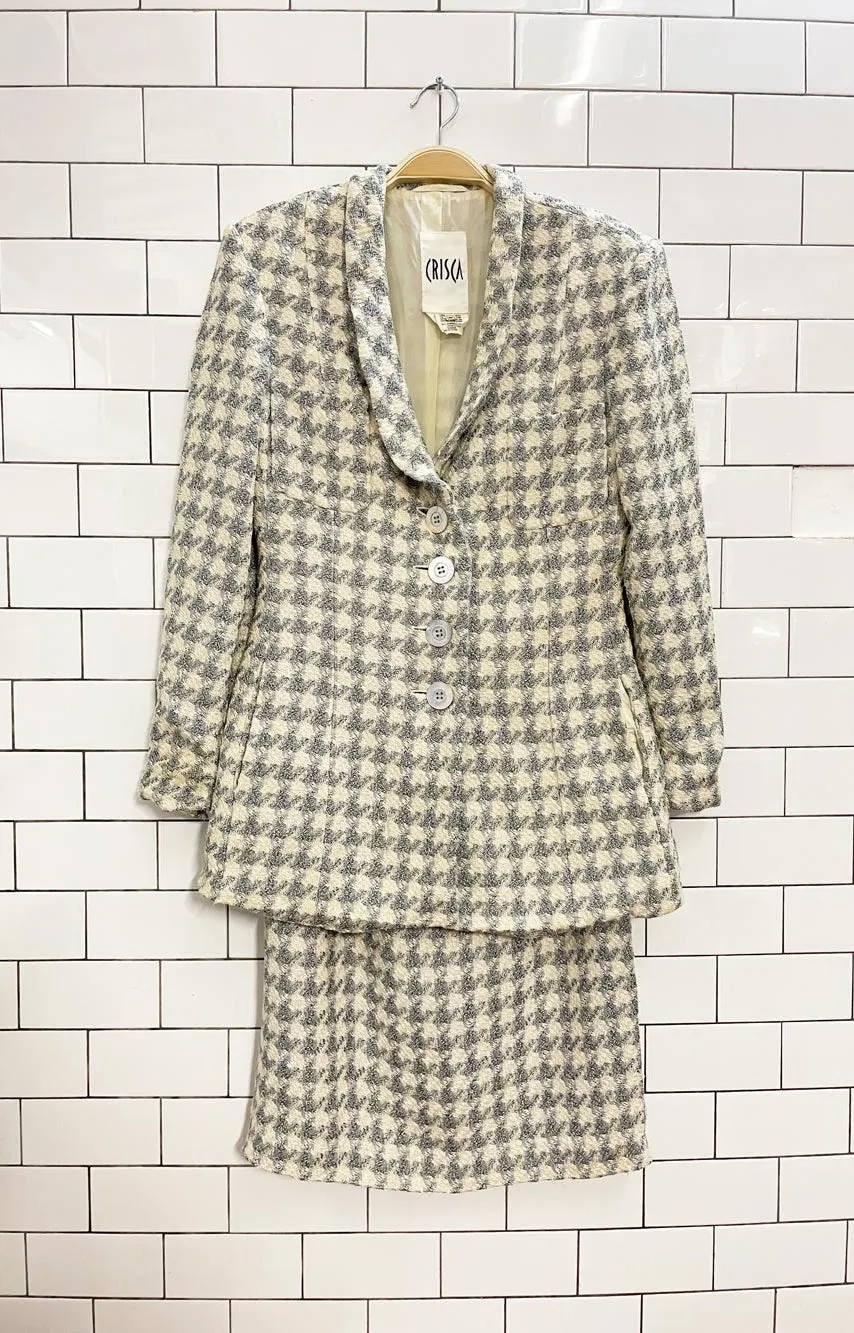 vintage 90s crisca large houndstooth suit set