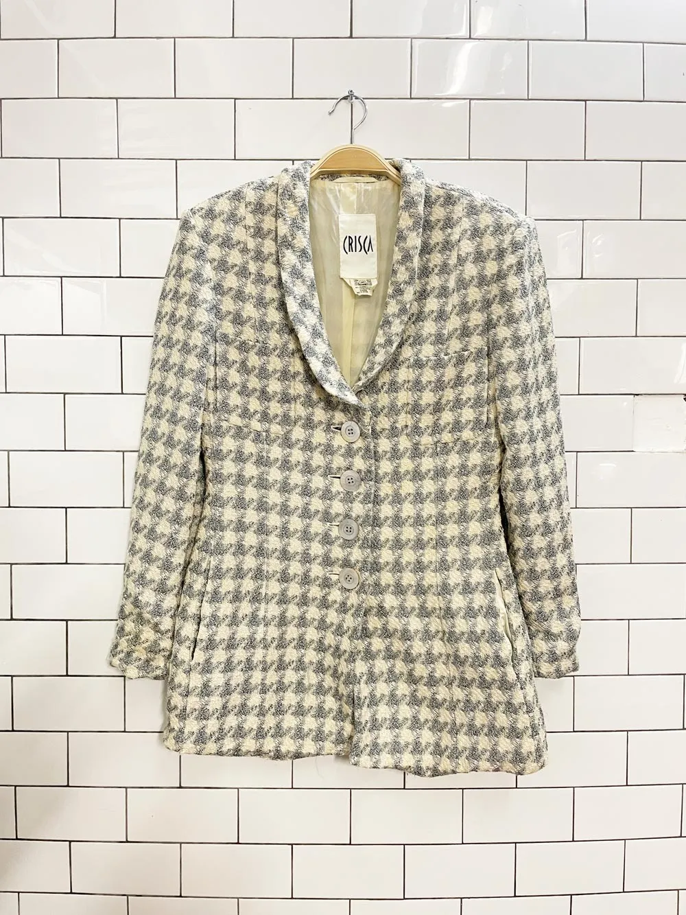 vintage 90s crisca large houndstooth suit set